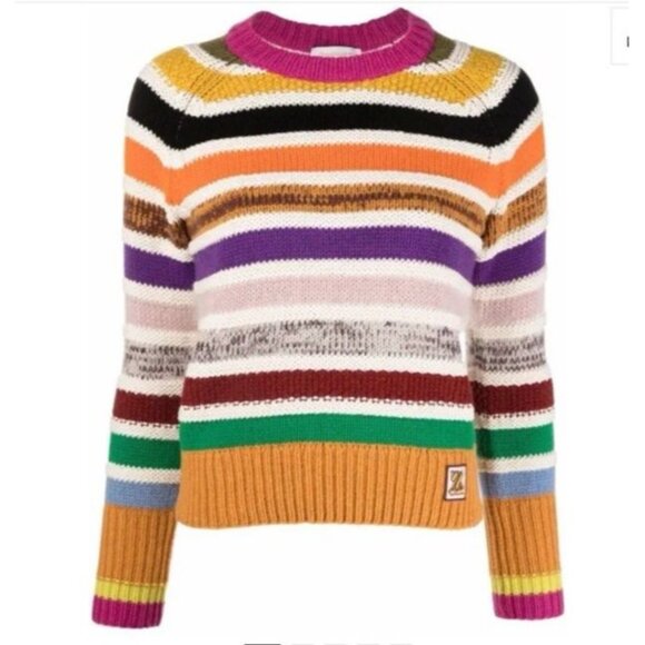 Zimmerman Multicolored Striped Sweater Women’s Merino Wool Blend - Picture 1 of 10